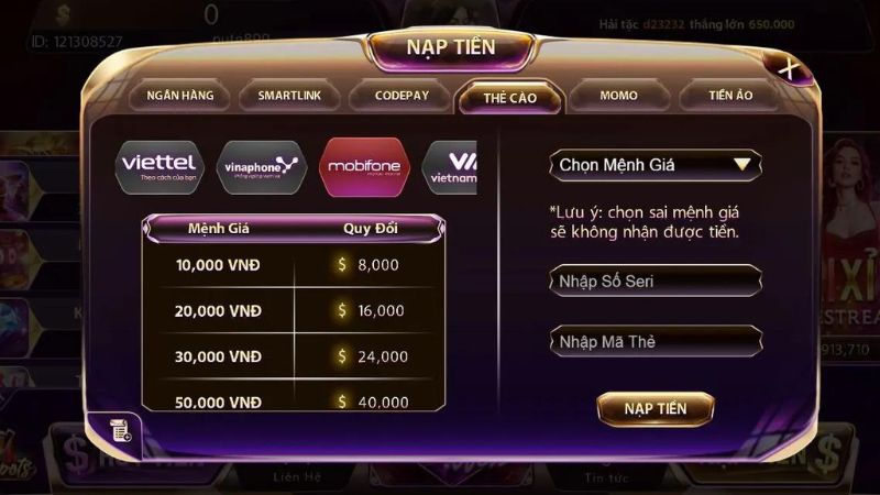 Game nổ hũ đổi thưởng Oxbet hướng dẫn nạp tiền và rút tiền trong 1 Nạp rút game nổ hũ đổi thưởng tại Oxbet một cách nhanh chóng